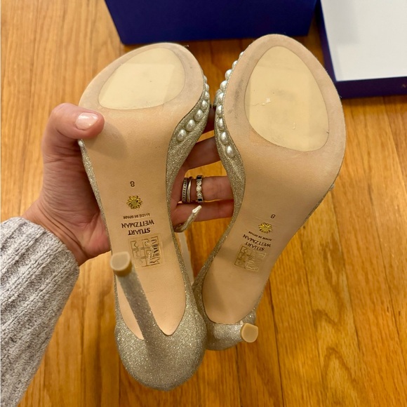 Stuart Weitzman gold platform nudist sandal NWT size 8 - Picture 8 of 8